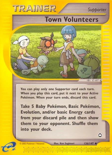Town Volunteers, Pokémon card AQ 136 — Aquapolis set