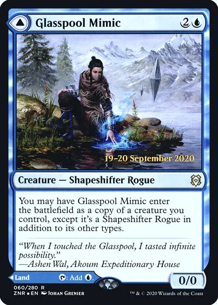 Mimique de Mirelac // Rivage de Mirelac, carte Magic PZNR 60s — extension Zendikar Rising Promos