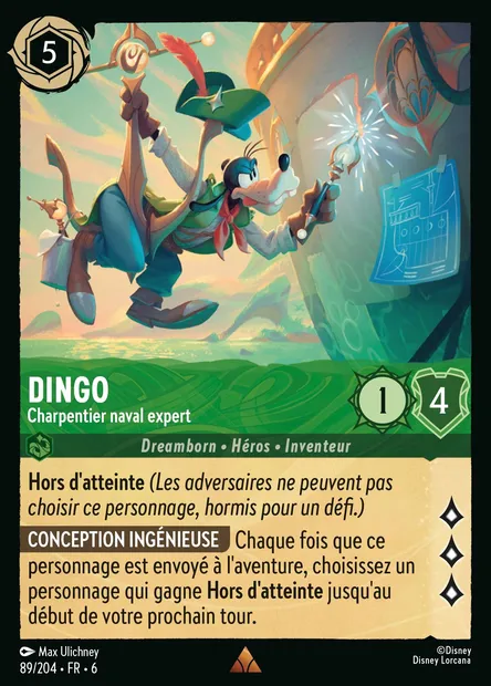 Dingo - Charpentier naval expert, carte Disney Lorcana CH6-089 — extension La Mer Azurite