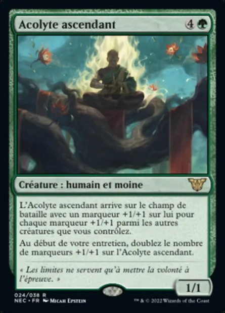 Acolyte ascendant, carte Magic NEC 24 — extension Neon Dynasty Commander