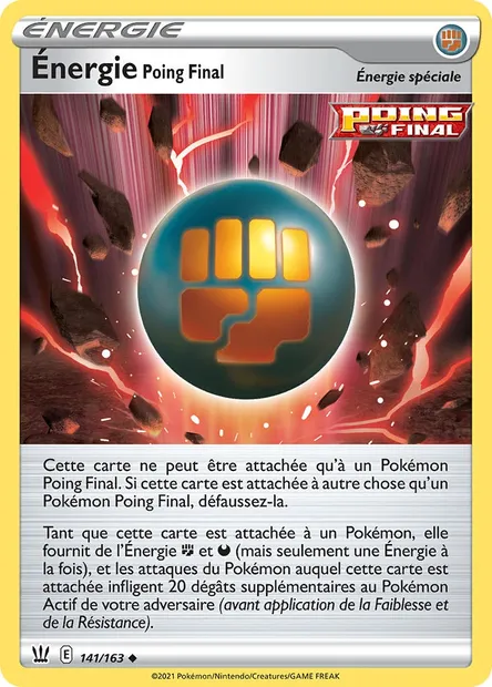 Énergie Poing Final, carte Pokémon BST 141 — extension Styles de combat