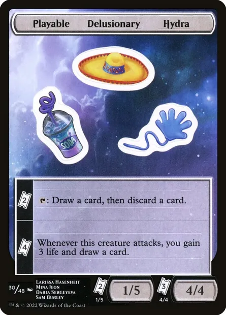 Playable Delusionary Hydra, Magic card SUNF 30 — Unfinity Sticker Sheets set