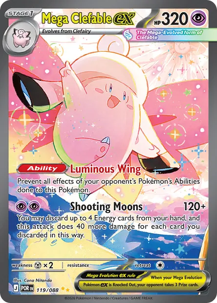 Mega Clefable ex, Pokémon card POR 119 — Perfect Order set