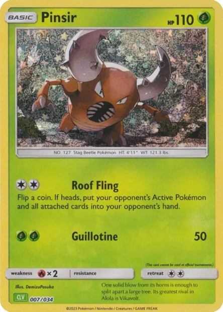 Pinsir, Pokémon card CLV 007 — Pokémon TCG Classic: Venusaur & Lugia ex Deck set