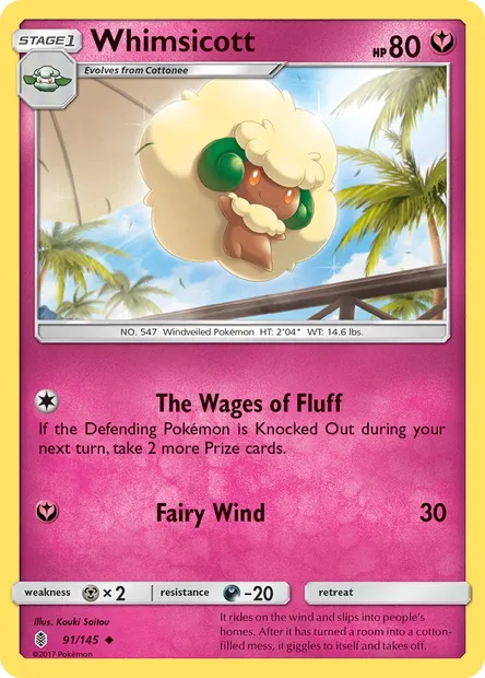 Whimsicott, Pokémon card GRI 91 — Guardians Rising set