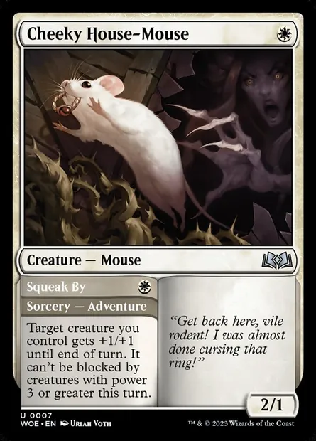 Cheeky House-Mouse // Squeak By, Magic card WOE 7 — Wilds of Eldraine set