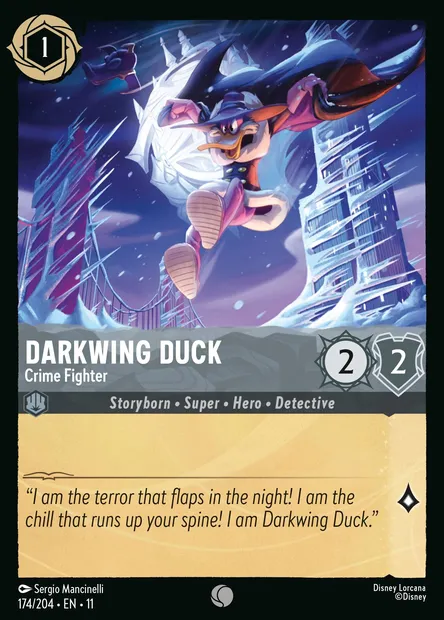 Darkwing Duck - Crime Fighter, Disney Lorcana card CH11-174 — Winterspell set