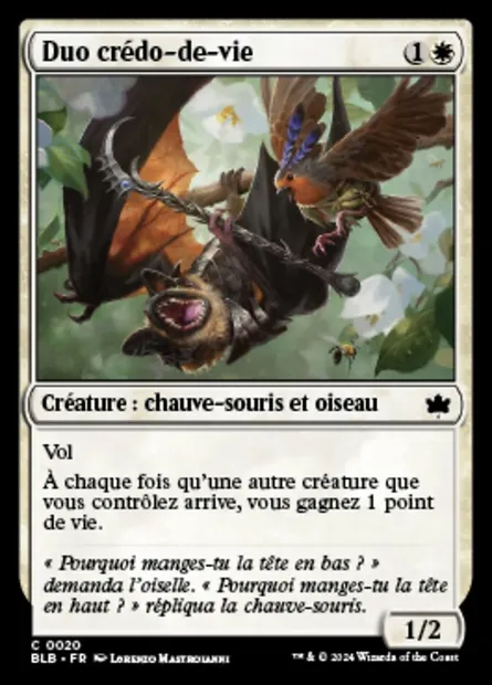 Duo crédo-de-vie, carte Magic BLB 20 — extension Bloomburrow