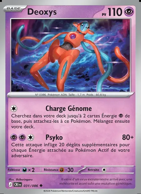 Deoxys, carte Pokémon CRI 031 — extension Chaos Ascendant