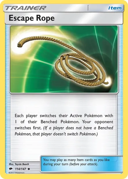 Escape Rope, Pokémon card BUS 114 — Burning Shadows set