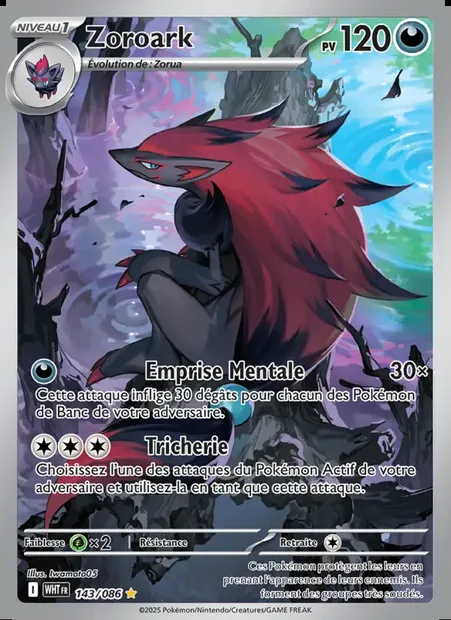 Zoroark, carte Pokémon WHT 143 — extension Flamme Blanche