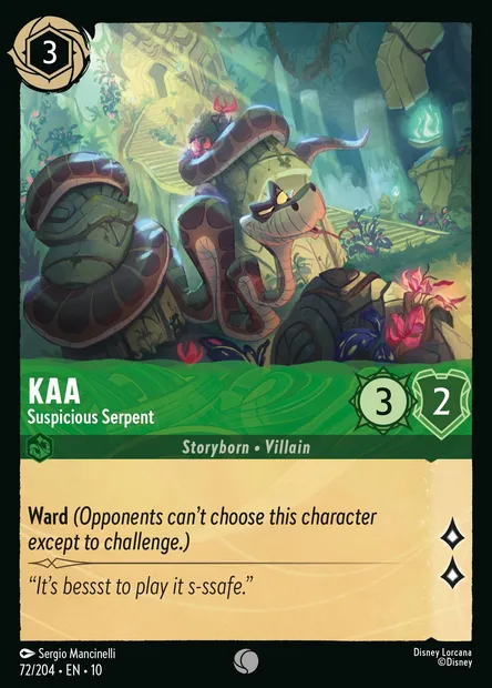 Kaa - Suspicious Serpent, Disney Lorcana card CH10-072 — Whispers in the Well set