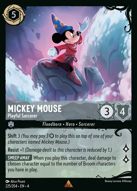 Mickey Mouse - Playful Sorcerer, Disney Lorcana card CH4-225 — Ursula's Return set
