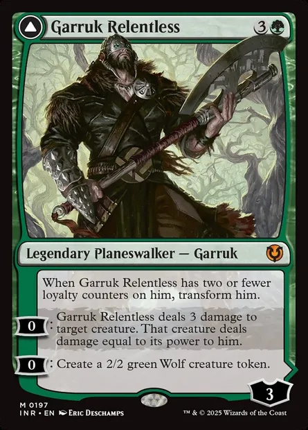Garruk l'Implacable // Garruk maudit par le Voile, carte Magic INR 197 — extension Innistrad Remastered