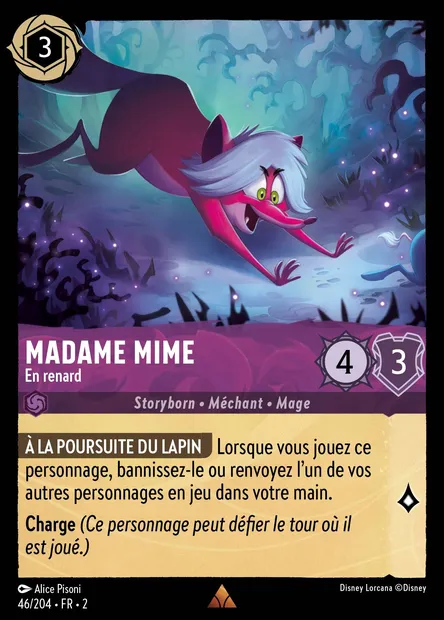Madame Mime - En renard, carte Disney Lorcana CH2-046 — extension L'Ascension des Floodborn