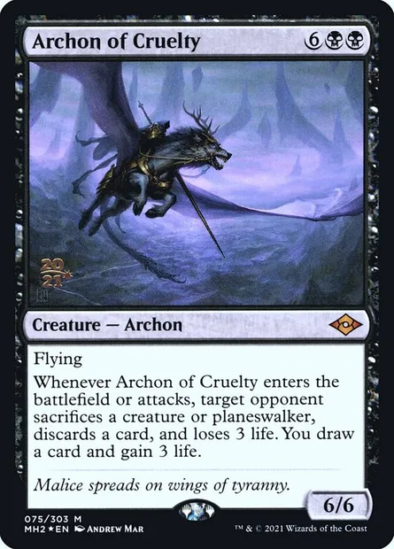 Archonte de la cruauté, carte Magic PMH2 75s — extension Modern Horizons 2 Promos