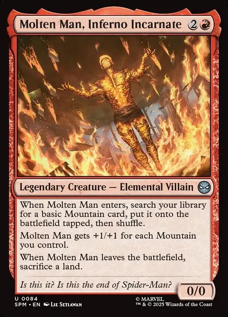 Molten Man, Inferno Incarnate, Magic card SPM 84 — Marvel's Spider-Man set