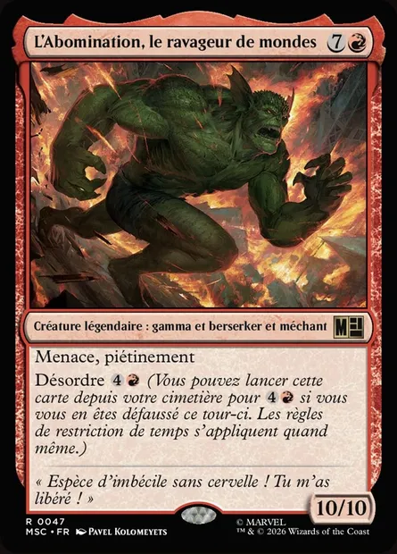 L'Abomination, le ravageur de mondes, carte Magic MSC 47 — extension Marvel Super Heroes Commander