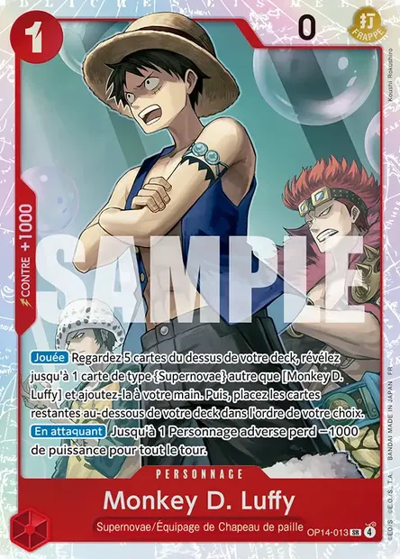 Monkey D. Luffy, carte One Piece OP14-013 — extension LES SEPT DE LA MER D'AZUR