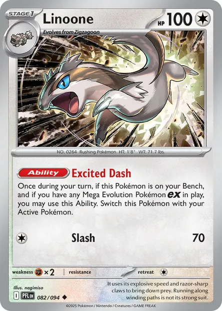 Linoone, Pokémon card PFL 082 — Phantasmal Flames set