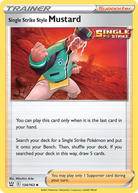 Single Strike Style Mustard, Pokémon card BST 134 — Battle Styles set