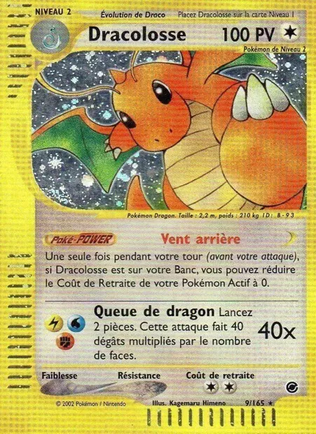 Dracolosse, carte Pokémon EX 9 — extension Expedition