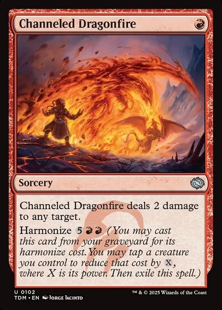 Channeled Dragonfire, Magic card TDM 102 — Tarkir: Dragonstorm set