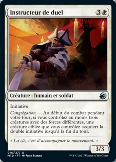 Instructeur de duel, carte Magic MID 16 — extension Innistrad : chasse de minuit