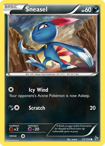 Sneasel, Pokémon card FLF 51 — Flashfire set
