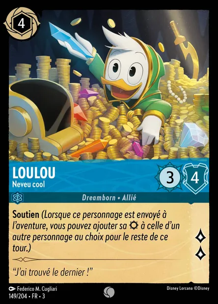 Loulou - Neveu cool, carte Disney Lorcana CH3-149 — extension Les Terres d'Encres