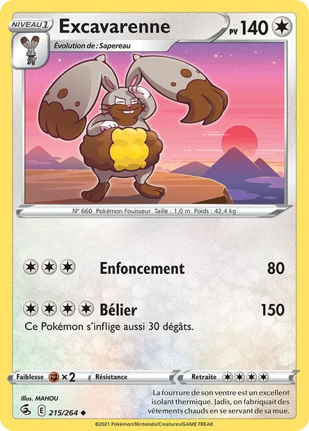 Excavarenne, carte Pokémon FST 215 — extension Poing de Fusion