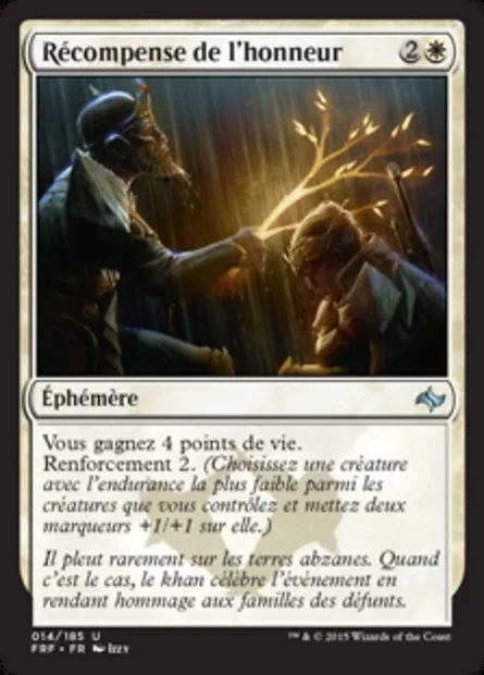 Récompense de l'honneur, carte Magic FRF 14 — extension Destin reforgé