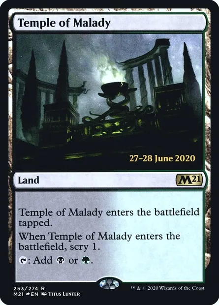 Temple de la maladie, carte Magic PM21 253s — extension Core Set 2021 Promos