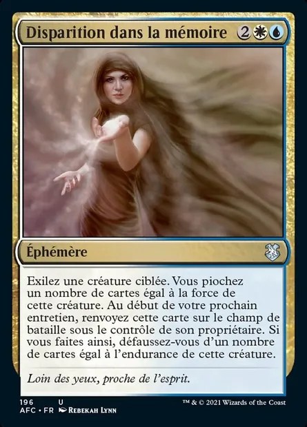 Disparition dans la mémoire, carte Magic AFC 196 — extension Forgotten Realms Commander