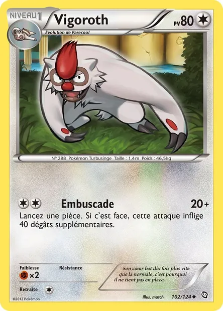 Vigoroth, carte Pokémon DRX 102 — extension Dragons Éxaltés