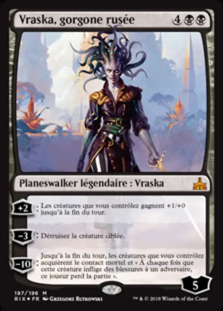Vraska, gorgone rusée, carte Magic RIX 197 — extension Les combattants d'Ixalan