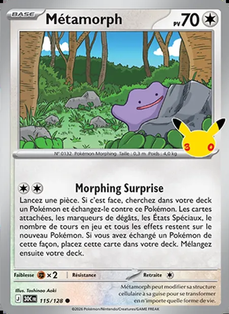 Métamorph, carte Pokémon 30C 115 — extension 30ᵉ Anniversaire