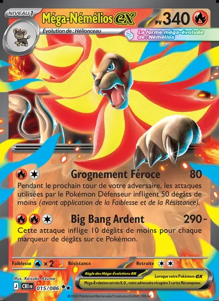 Méga-Némélios-ex, carte Pokémon CRI 015 — extension Chaos Ascendant