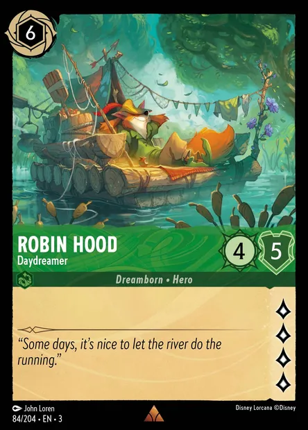 Robin Hood - Daydreamer, Disney Lorcana card CH3-084 — Into the Inklands set