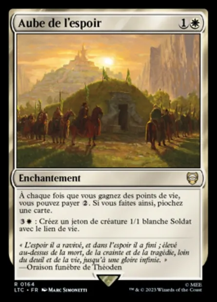 Aube de l'espoir, carte Magic LTC 164 — extension Tales of Middle-earth Commander