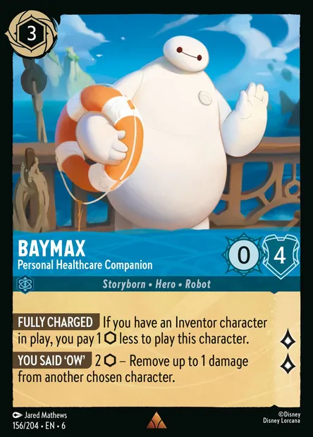 Baymax - Personal Healthcare Companion, Disney Lorcana card CH6-156 — Azurite Sea set