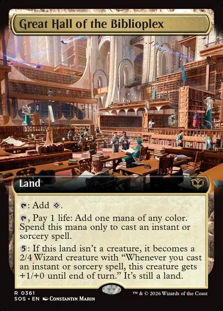 Great Hall of the Biblioplex, Magic card SOS 361 — Secrets of Strixhaven set