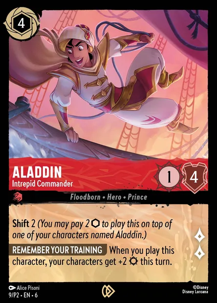 Aladdin - Intrepid Commander, Disney Lorcana card P2-009 — P2 set