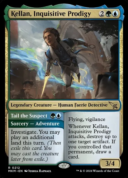 Kellan, Inquisitive Prodigy // Tail the Suspect, Magic card MKM 212 — Murders at Karlov Manor set