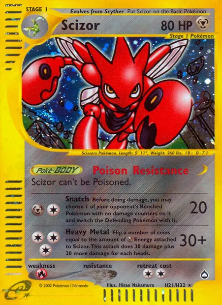 Scizor, Pokémon card AQ H21 — Aquapolis set