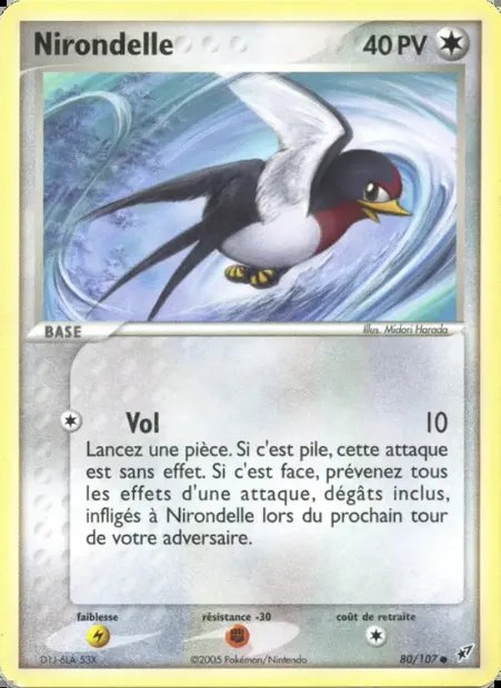 Nirondelle, carte Pokémon DX 80 — extension EX Deoxys