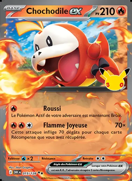 Chochodile-ex, carte Pokémon 30C 015 — extension 30ᵉ Anniversaire