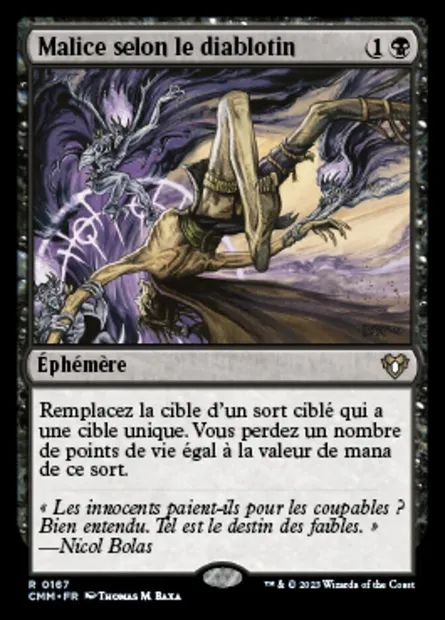 Malice selon le diablotin, carte Magic CMM 167 — extension Commander Masters