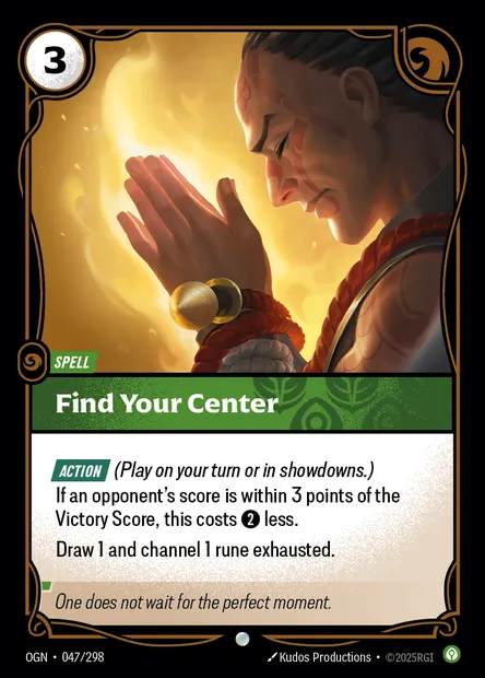 Find Your Center, carte Riftbound OGN 047 — extension Origins
