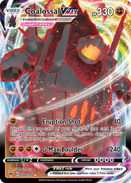 Coalossal VMAX, Pokémon card VIV 99 — Vivid Voltage set